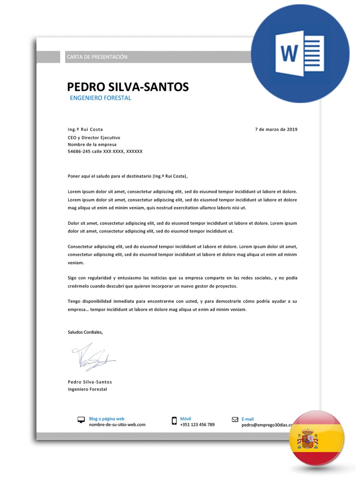 Modelo de carta de presentación