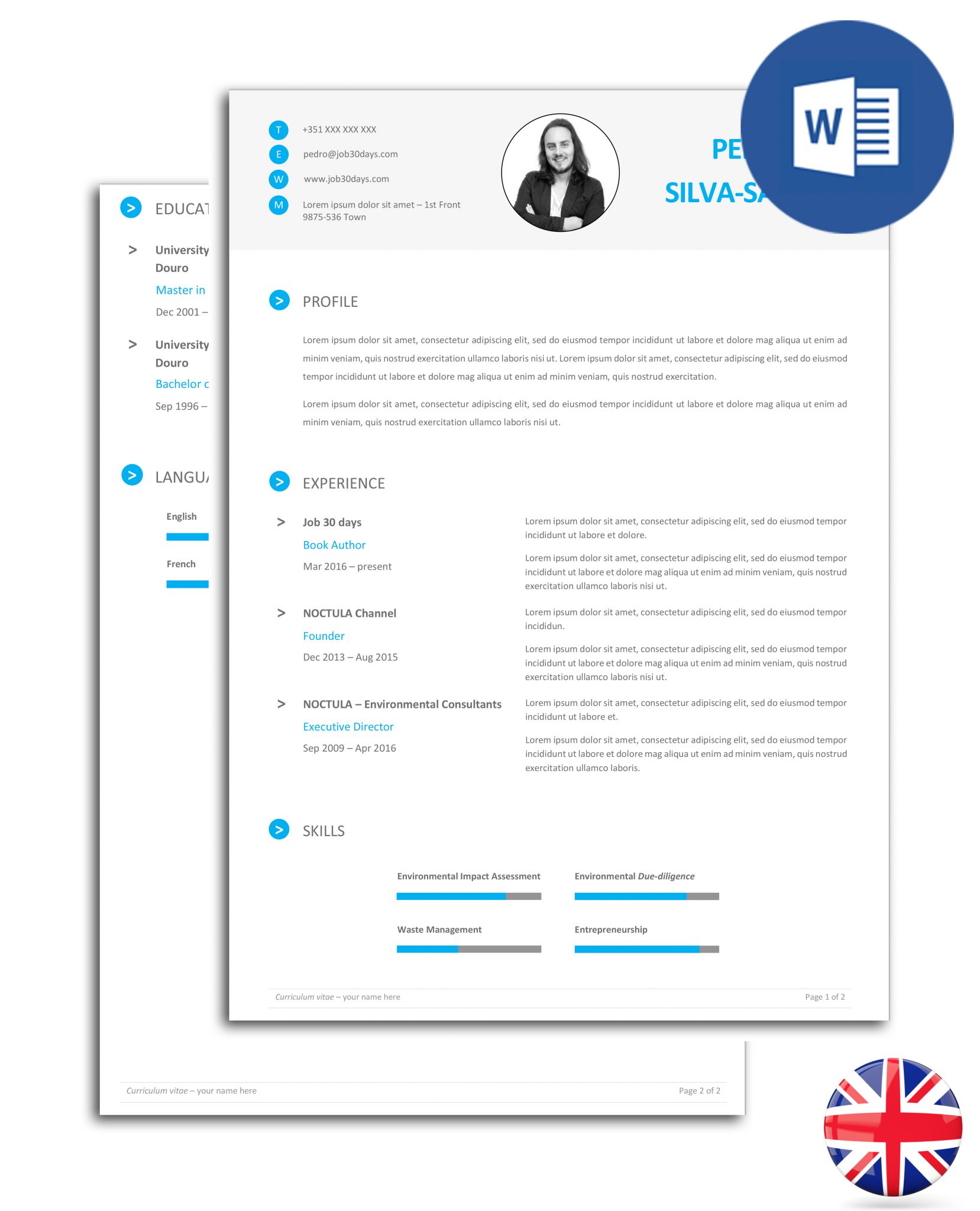 Résumé (CV) model with two pages