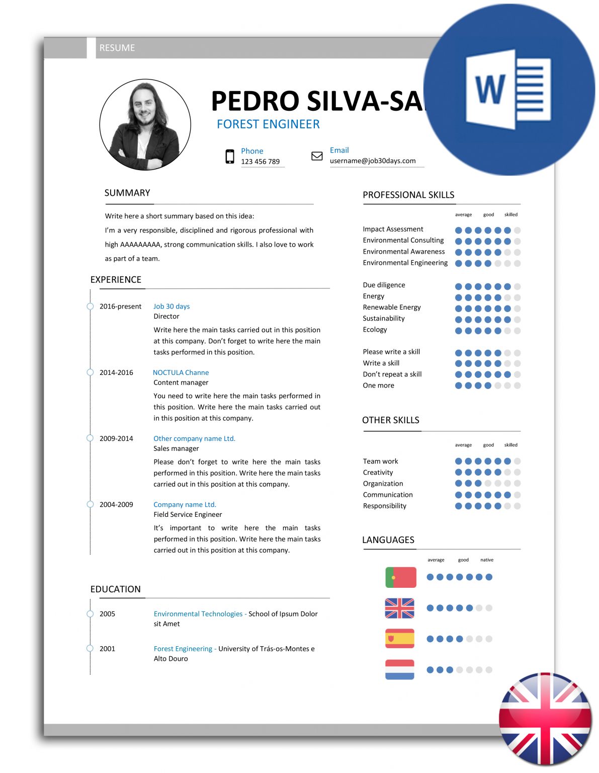 Résumé (cv) Model With A Single Page